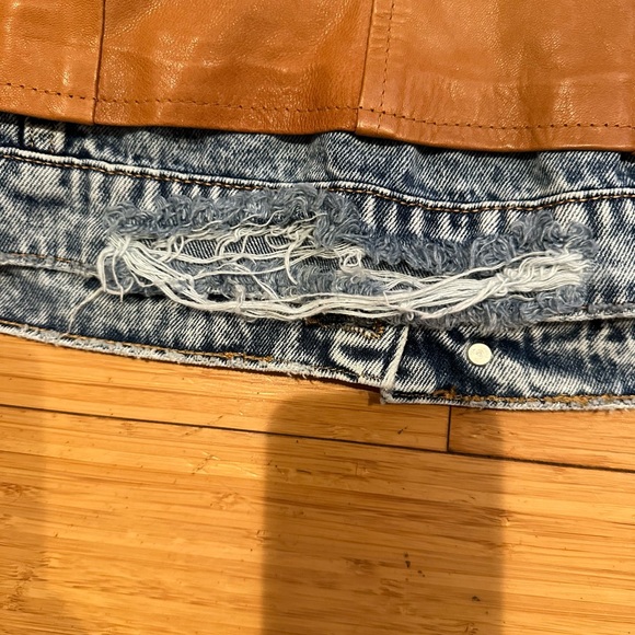 Roberta Biagi Double Layer Leather Denim  Jacket Size 40/XS - Picture 8 of 10